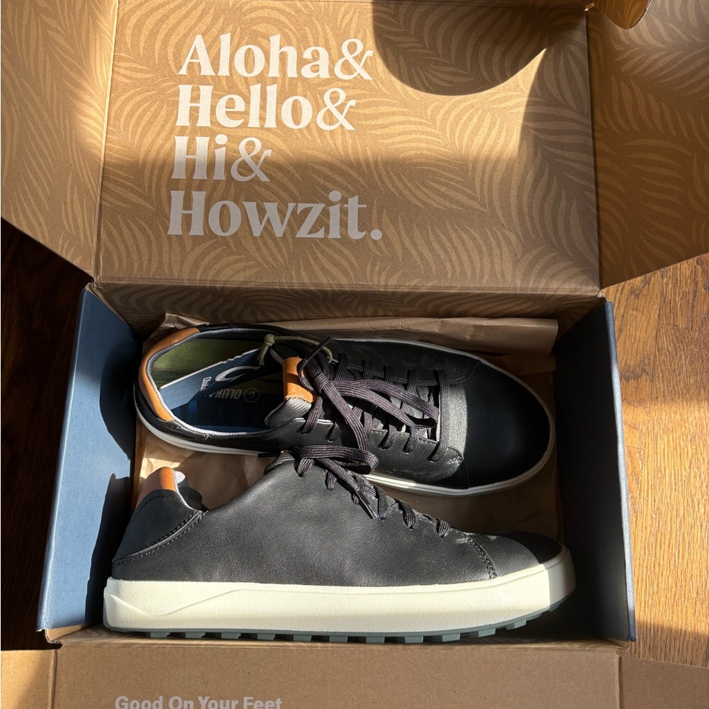 OluKai Men's Charcoal and Cream Sneakers
